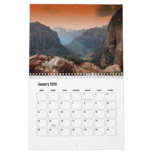 Utah-USA Kalender (Jan 2026)