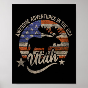 Utah Usa Vlag Salt Lake City Wandelen Kamperen Vis Poster
