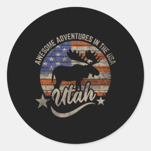 Utah Usa Vlag Salt Lake City Wandelen Kamperen Vis Ronde Sticker
