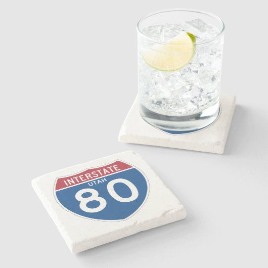 Utah UT I-80 Interstate Highway Shield - Stenen Onderzetter (Zijkant)