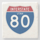 Utah UT I-80 Interstate Highway Shield - Stenen Onderzetter (Voorkant)