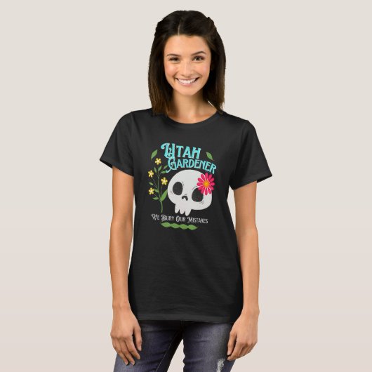 Utah Ut State Rebellious Gardener Cute Skull Flowe T-shirt (Voorkant volledig)