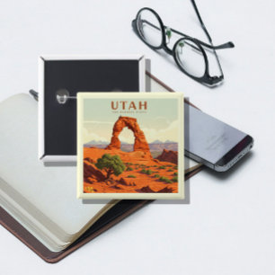 Utah Vierkante Button 5,1 Cm
