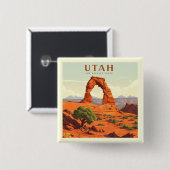 Utah Vierkante Button 5,1 Cm (Voorkant /achterkant)