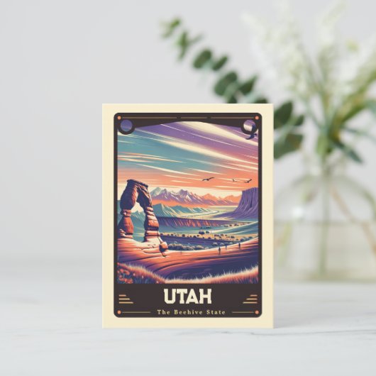 Utah | Vintage van patriottische spirit Briefkaart (Staand voorkant)