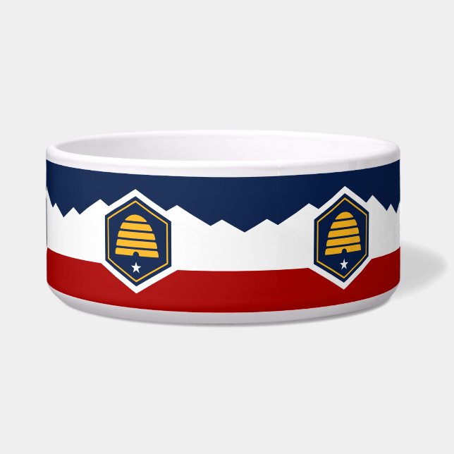 Utah Vlag Huisdier Kom (Voorkant)