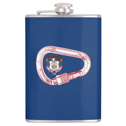 Utah Vlag Klimmen Carabiner Heupfles (Voorkant)