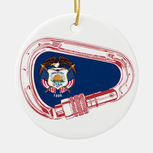 Utah Vlag Klimmen Carabiner Keramisch Ornament (Voorkant)