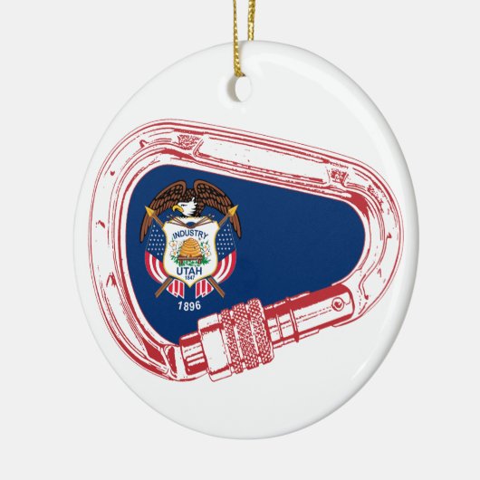 Utah Vlag Klimmen Carabiner Keramisch Ornament (Links)