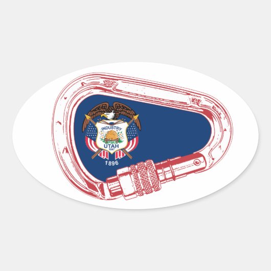Utah Vlag klimmer Carabiner Ovale Sticker (Voorkant)