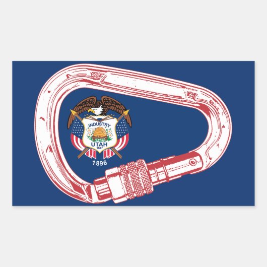 Utah Vlag klimmer Carabiner Rechthoekige Sticker (Voorkant)