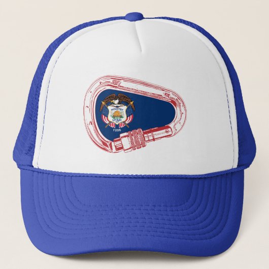 Utah Vlag klimmer Carabiner Trucker Pet (Voorkant)