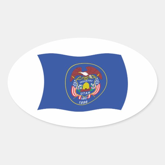 Utah Vlagsticker Ovale Sticker (Voorkant)
