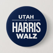 Utah voor Harris Walz Ronde Button 7,6 Cm (Voorkant)