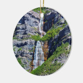 Utah Waterfall #1a - kerstversiering - rond Keramisch Ornament (Links)