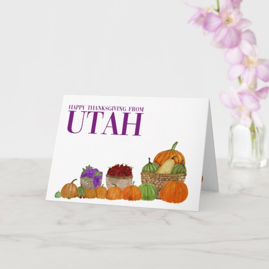 Utah Waterverf Pumpkins Thanksgiving Card Kaart (Orchidee)