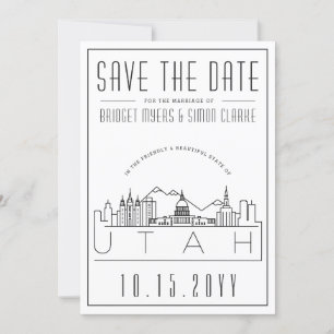 Utah Wedding gestileerde Skyline sparen de datum Kaart