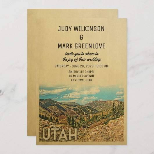 Utah Wedding Invitation  midden in de eeuw Kaart (Voorkant / Achterkant)