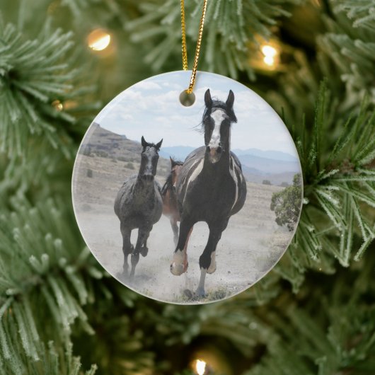 Utah Wild Horses die lopen Keramisch Ornament (Boom)