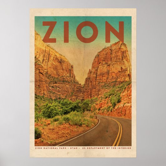Utah Zion Nationaal Park Reis Poster (Voorkant)