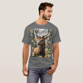 Utahn Mountain Elk omgeven door Sego Lily Flowers T-shirt (Voorkant volledig)