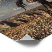 Utahraptor dinosaur in de woestijn - 3D rendering Poster (Hoek)