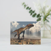 Utahraptor dinosaur in de woestijn briefkaart (Staand voorkant)