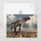 Utahraptor dinosaur in de woestijn briefkaart (Voorkant / Achterkant)