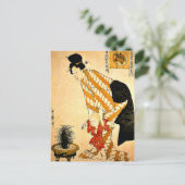 Utamaro - Bloem gepatterde katoen Briefkaart (Staand voorkant)