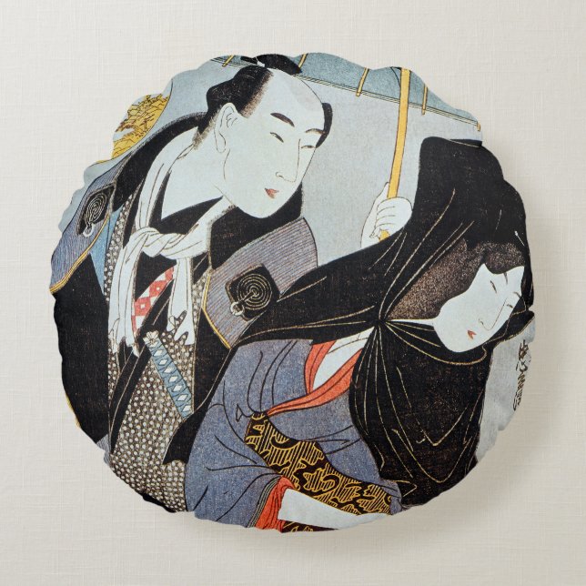 Utamaro: Lovers, 1797 Rond Kussen (Voorkant)