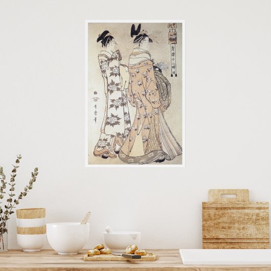 Utamaro-uur van de aap 1780-kunst-Prints Poster (Keuken)