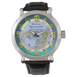 UTC World Travellers Tijdzones Horloge