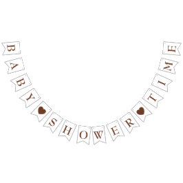 Ute bruin harten baby shower tijd brandende vlagge vlaggetjes