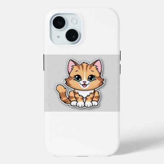 Ute Cartoon Cat Illustratie – Transparant Backgro Case-Mate iPhone Case (Achterkant)