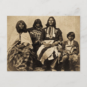 Ute Family  Stereoview Sepia Briefkaart