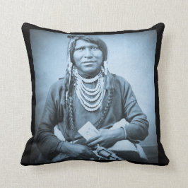 Ute Indian met Pistol Stereoview  cyaan Kussen