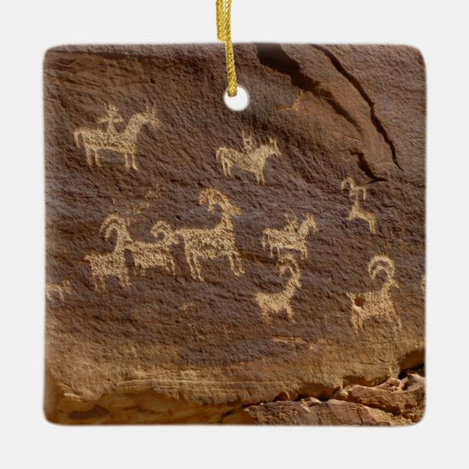 Ute Petroglyphs Keramisch Ornament (Voorkant)