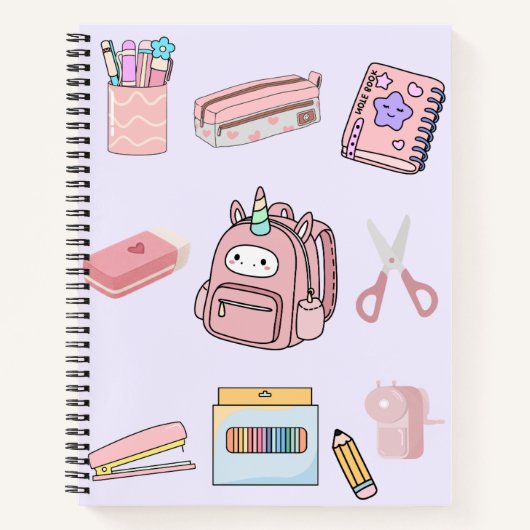 ute Pink Unicorn School Supplies Collection Notitieboek (Voorkant)