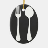 UTENSILEN... FORK, SPOON GIFTS KERAMISCH ORNAMENT (Voorkant)