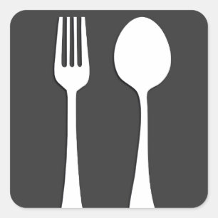 UTENSILEN... FORK, SPOON GIFTS VIERKANTE STICKER