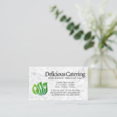 Utensils Leaves Logo | Marmer Visitekaartje (Staand voorkant)