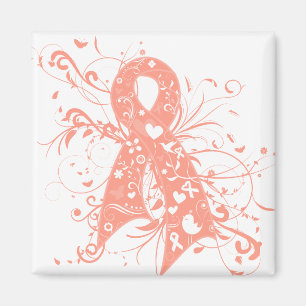 Uteriene kanker Floral Swirls Ribbon Magneet