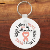 Uteriene kanker Ik Draag het peach lint voor mijn  Sleutelhanger (Voorkant)