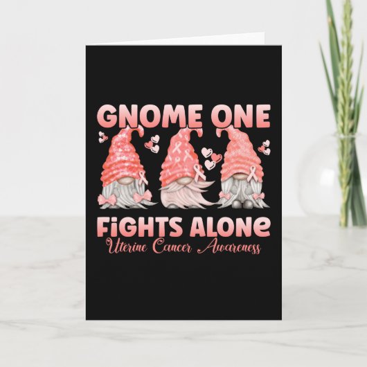 Uteriene kanker Peach Ribbon Gnome Kaart (Voorkant)
