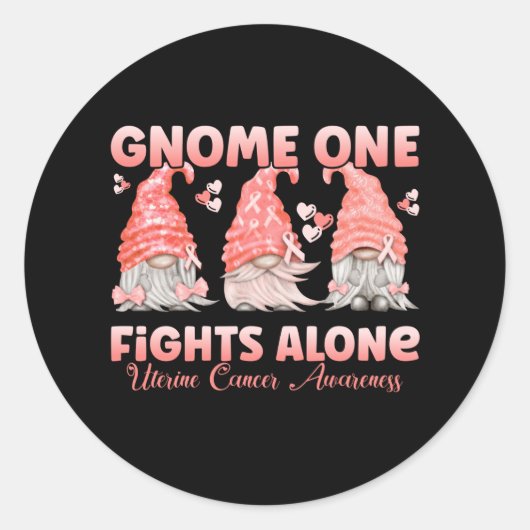 Uteriene kanker Peach Ribbon Gnome Ronde Sticker (Voorkant)