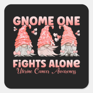 Uteriene kanker Peach Ribbon Gnome Vierkante Sticker