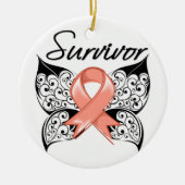 Uteriene kanker Survivor Butterfly Keramisch Ornament (Voorkant)