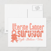 Uteriene kanker Survivor Flower Ribbon Briefkaart (Voorkant / Achterkant)
