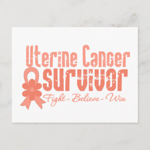 Uteriene kanker Survivor Flower Ribbon Briefkaart