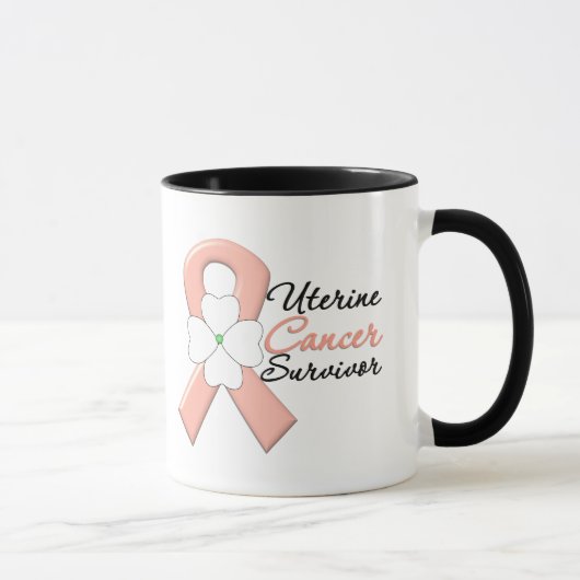 Uteriene kanker Survivor Flower Ribbon Mok (Rechts)